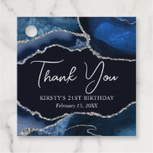 Blue and Silver Imitats Glitzer Agate Birthday