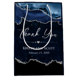 Blue and Silver Imitats Glitzer Agate Wedding Mittlere Geschenktüte