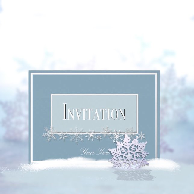 Blue and Silver Poinsettias Foil Invitation Folieneinladung (Von Creator hochgeladen)