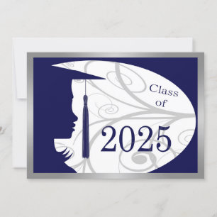 Blue and Silver Silhouette 2025 Card Einladung