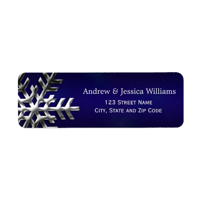 Blue and Silver Snowflake Address Labels (Vorne)
