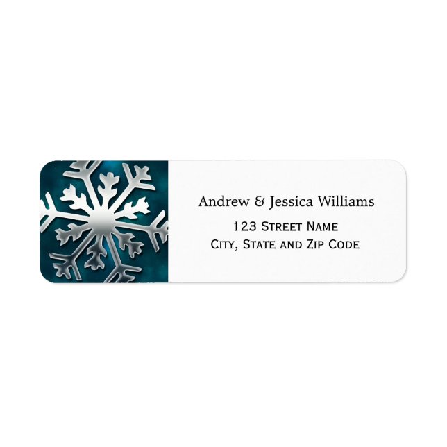 Blue and Silver Snowflake Address Labels (Vorne)