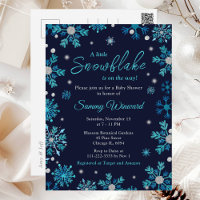 Blue and Silver Snowflakes Winter Baby Dusche