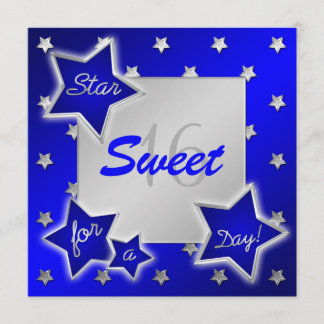 Blue and Silver Stars Sweet 16 Einladung