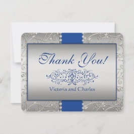 Blue and Silver Swirl Wedding Vielen Dank Dankeskarte