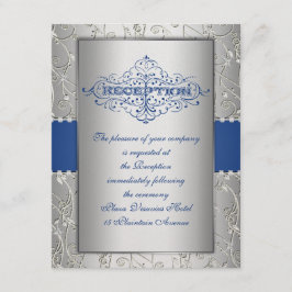 Blue and Silver Swirt Wedding Reception Card Begleitkarte