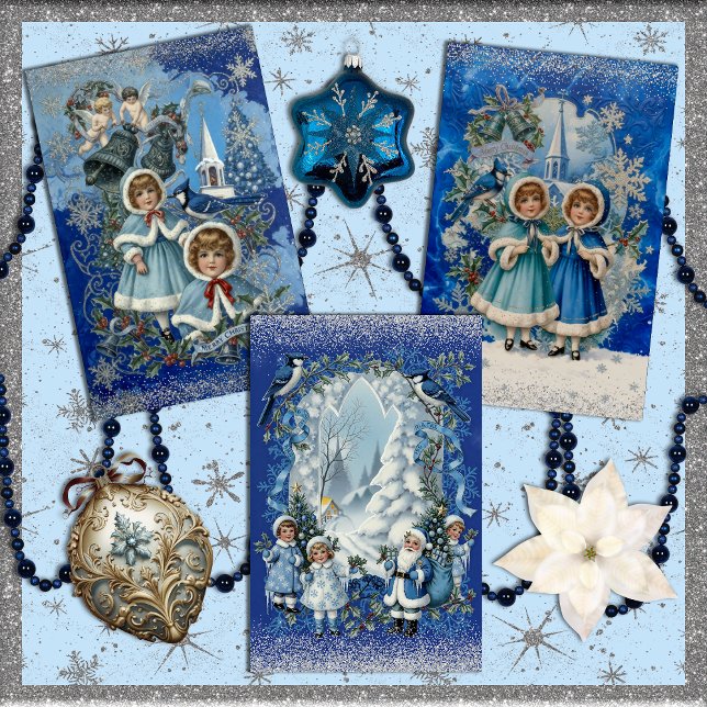 Blue and Silver Victorian Christmas Geschenkpapier Set (Von Creator hochgeladen)