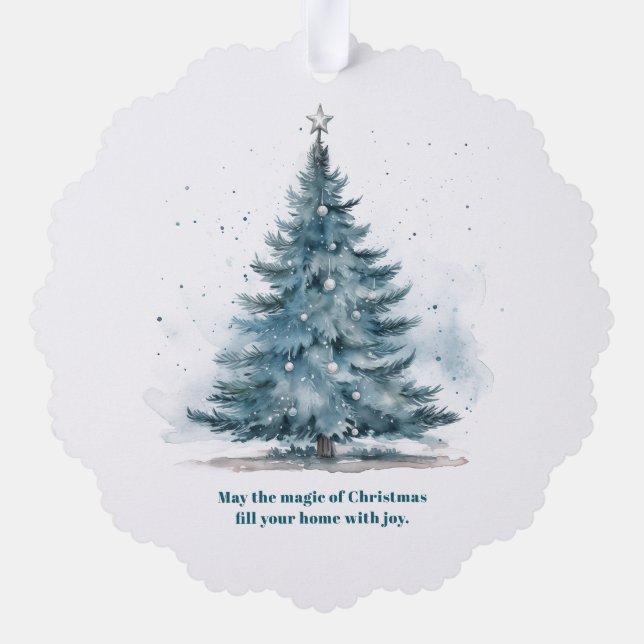 Blue and Silver Winter Wonderland Holiday Card Ornament Karte (Rückseite)