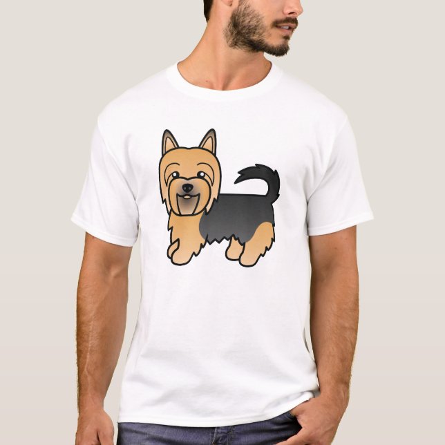 Blue and Tan Australian Terrier Dog Cartoon Art T-Shirt (Vorderseite)