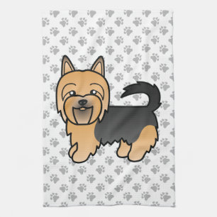 Blue and Tan Australian Terrier Niedlich Cartoon D Geschirrtuch