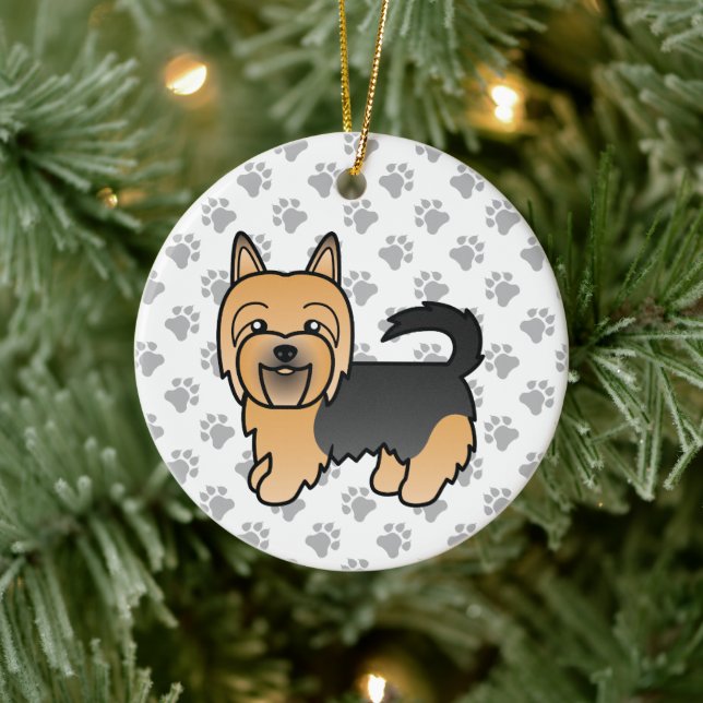 Blue and Tan Australian Terrier Niedlich Cartoon D Keramik Ornament (Baum)
