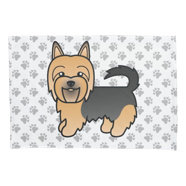 Blue and Tan Australian Terrier Niedlich Cartoon D Kissenbezug (Vorderseite)