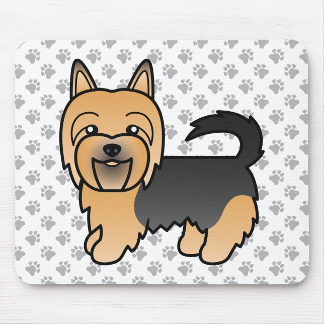 Blue and Tan Australian Terrier Niedlich Cartoon D Mousepad (Vorne)