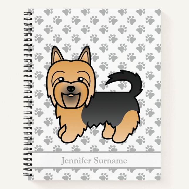 Blue and Tan Australian Terrier Niedlich Cartoon D Notizbuch (Vorderseite)