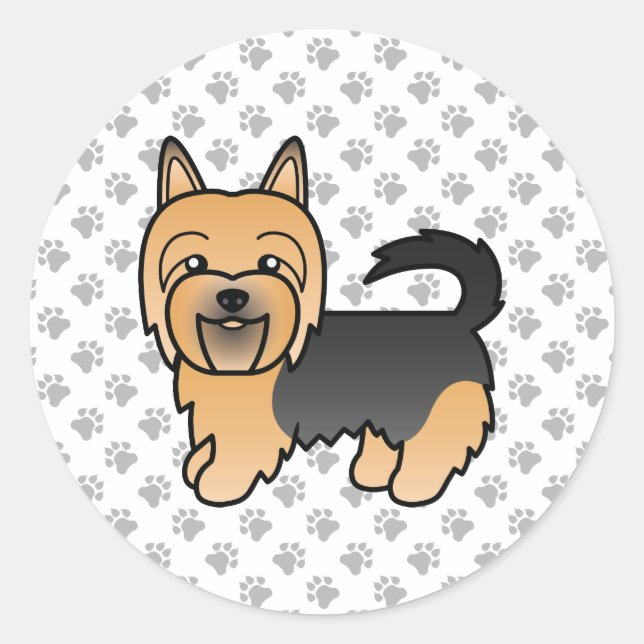 Blue and Tan Australian Terrier Niedlich Cartoon D Runder Aufkleber (Vorderseite)