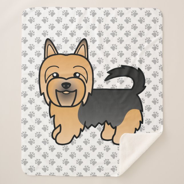 Blue and Tan Australian Terrier Niedlich Cartoon D Sherpadecke (Vorderseite)