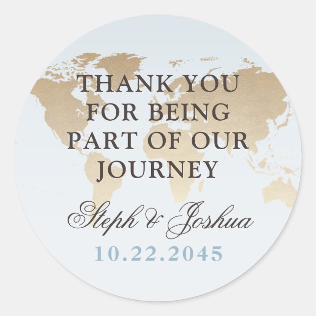 Blue and Tan World Map Vielen Dank für Ihr Interes Runder Aufkleber (Vorderseite)