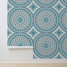Blue and Taupe Mandala Pattern Design