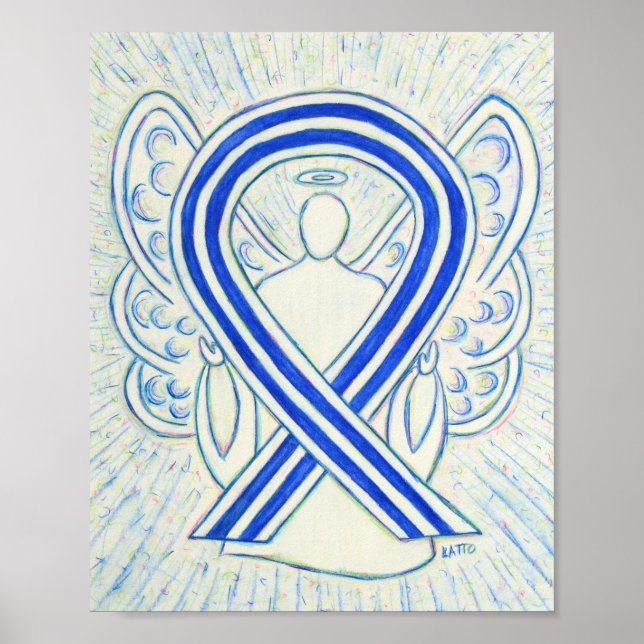 Blue and White ALS Awareness Ribbon Angel Poster (Vorne)