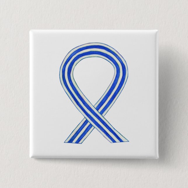Blue and White ALS Ribbon Awareness Custom Button (Vorderseite)