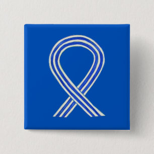 Blue and White ALS Ribbon Awareness Custom Button