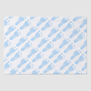 Blue and White Baby Footprints Seidenpapier