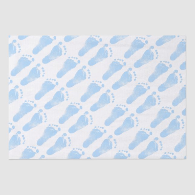 Blue and White Baby Footprints Seidenpapier (Vorderseite)
