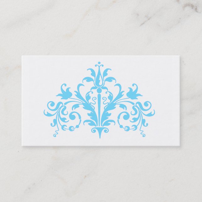 Blue and White Barock Business Card Visitenkarte (Vorderseite)