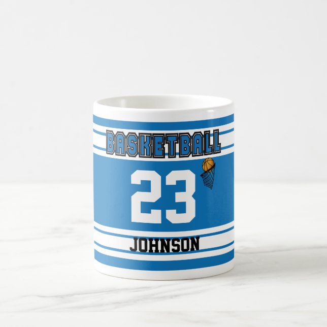 Blue and White Basketball Jersey Kaffeetasse (Mittel)