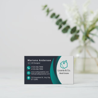 Blue and White/Black Elegante Business Card Visitenkarte