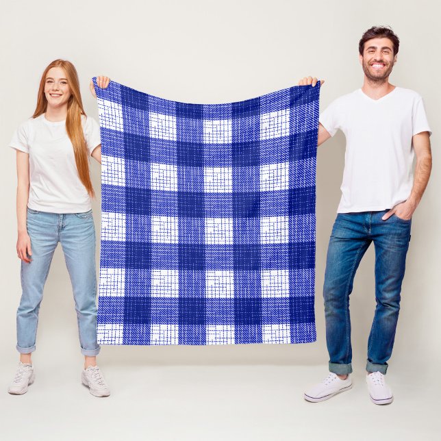 Blue and White Bold Checkered Plaid Design  Fleecedecke (Von Creator hochgeladen)