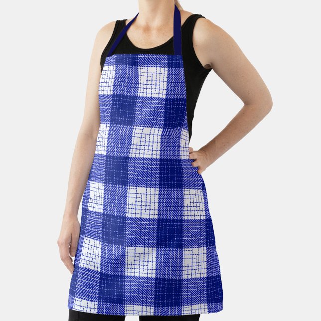 Blue and White Bold Checkered Plaid Design  Schürze (Von Creator hochgeladen)