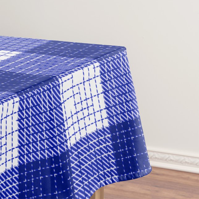 Blue and White Bold Checkered Plaid Design  Tischdecke (Von Creator hochgeladen)