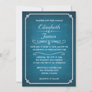 Blue and White Chalkboard Wedding Einladungen