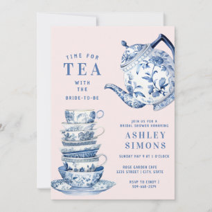 Blue and White Chinoiserie Brautparty Teatro Socia Einladung