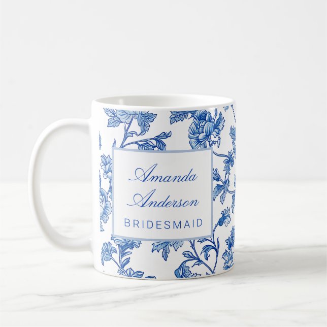 Blue and White Chinoiserie Bridesmaid Gift Kaffeetasse (Links)