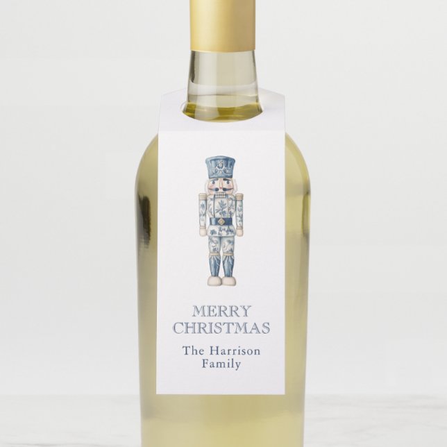 Blue and White Chinoiserie Christmas Nutcracker Flaschenanhänger (Von Creator hochgeladen)