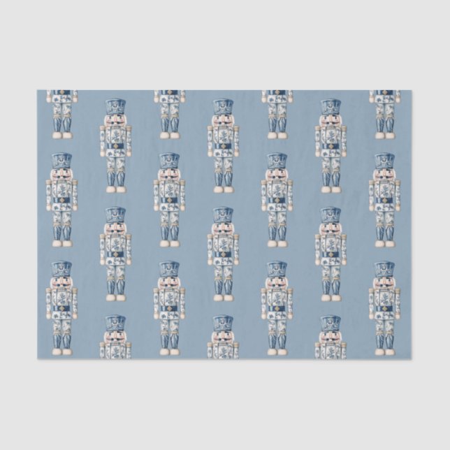 Blue and White Chinoiserie Christmas Nutcracker Seidenpapier (Vorderseite)