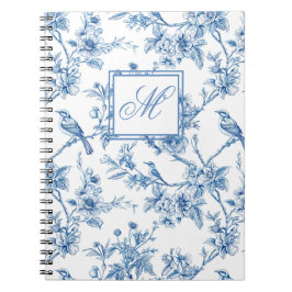 Blue and White Chinoiserie Monogram Notebook Notizblock