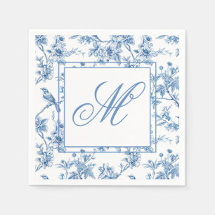 Blue and White Chinoiserie Monogram Notebook Serviette