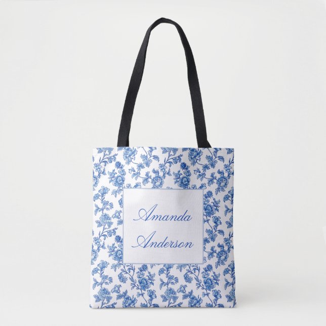 Blue and White Chinoiserie Tote Bag (Vorderseite)