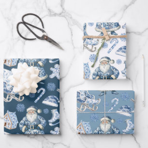 Blue and White Chinoiserie Weihnachten Geschenkpapier Set