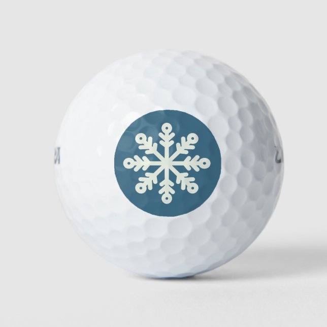 Blue and White Christmas Snowflake Golf Balls Golfball (Vorderseite)