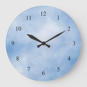 Blue and White Cloudy Day Kitchlock Wall Clock Große Wanduhr