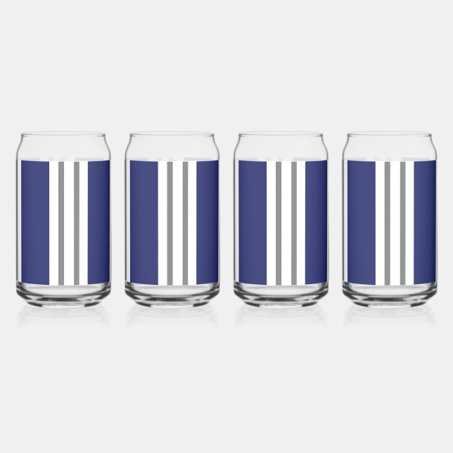 Blue and White Coastal Stripes Dosenglas (Vorderseite)