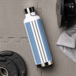 Blue and White Coastal Stripes Trinkflasche