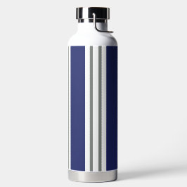 Blue and White Coastal Stripes Trinkflasche