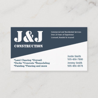 Blue and White Construction Business Card Visitenkarte