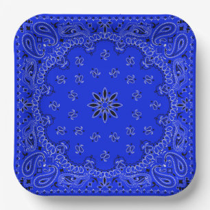 Blue and White Cowboy Bandana Pappteller