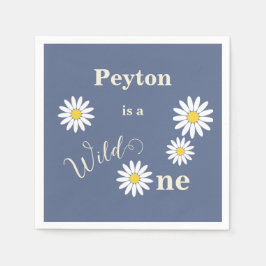 Blue and White Daisy Wild One Serviette